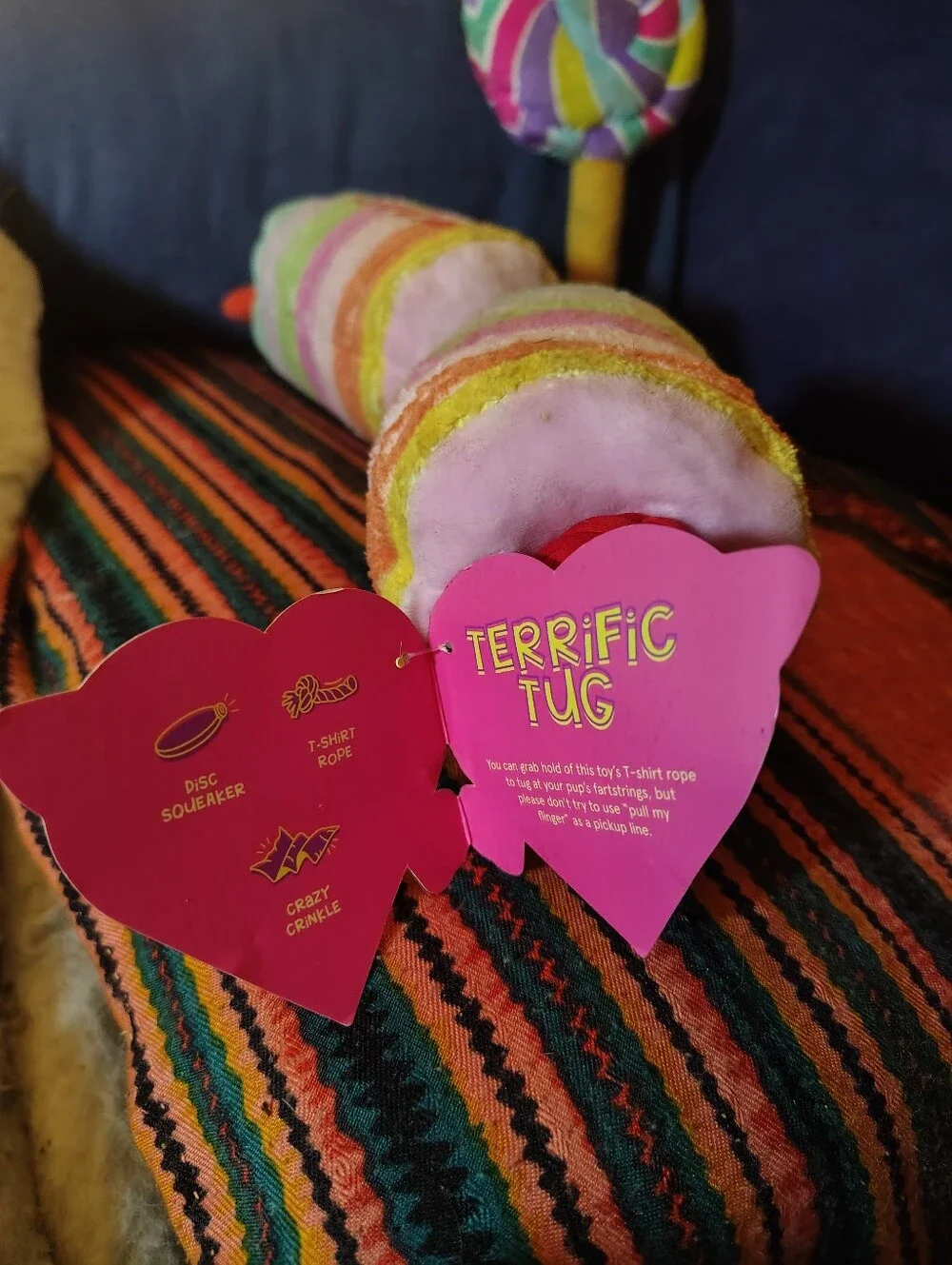 NWT BarkBox Dog Toy Lot of 3- Straw-Betty Cheesecake, Squeak&Fart Candy & Lolly